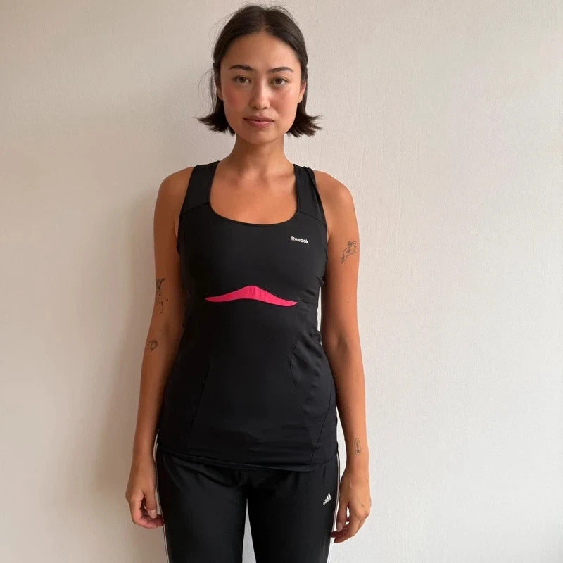 Black + pink sporty Reebok top - Size M