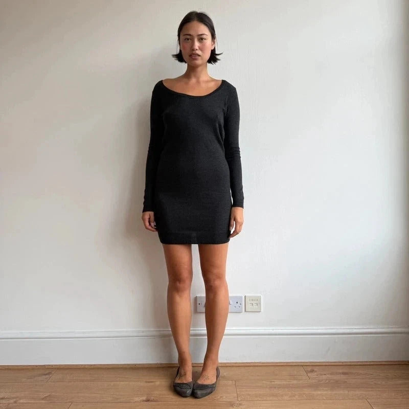 American vintage grey knit dress - Size S-L