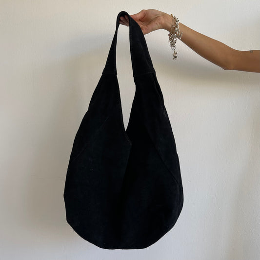 Black boho suede bag - O/S