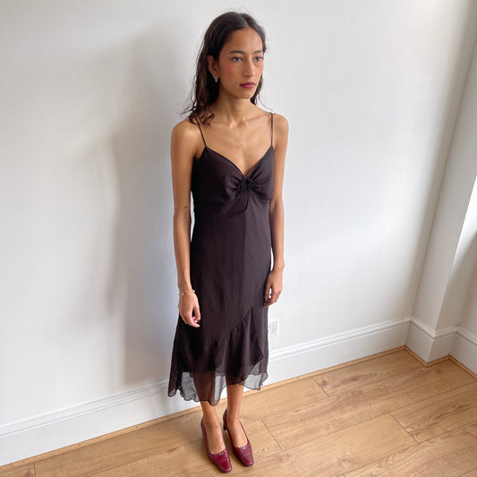 Brown chiffon dress - Size M