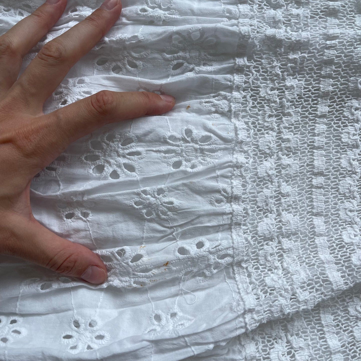 White broderie maxi skirt - OS