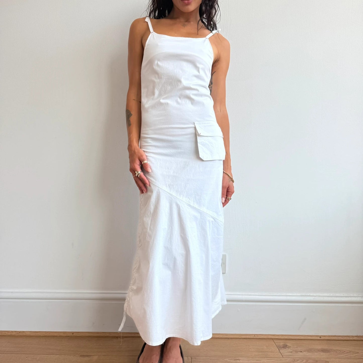 White cargo maxi dress - Size XS