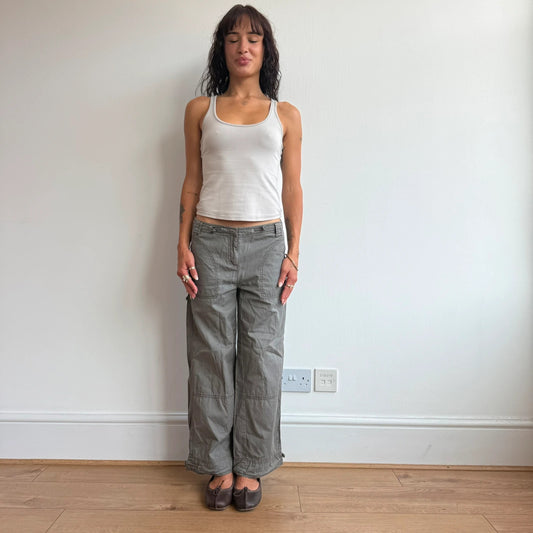Darker khaki toggle waist capris - Size 8