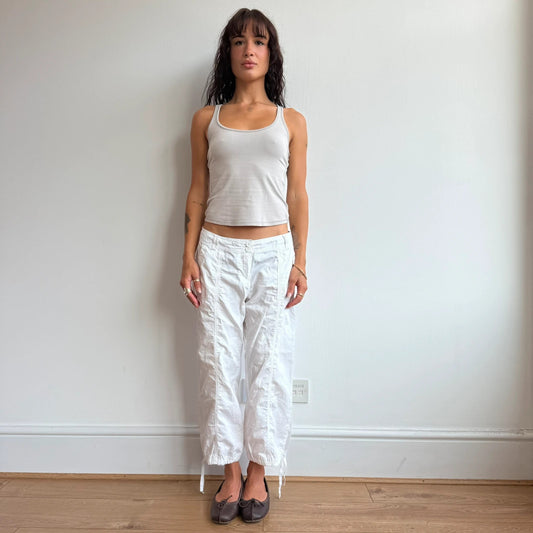White ruched ankle capris - Size S